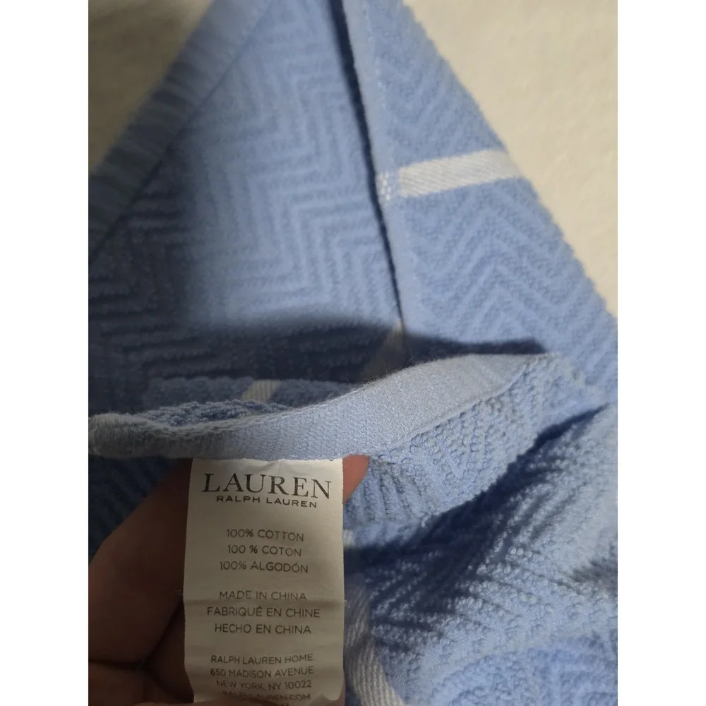 Lauren Ralph Lauren hand towel texture herringbone light blue white stripes